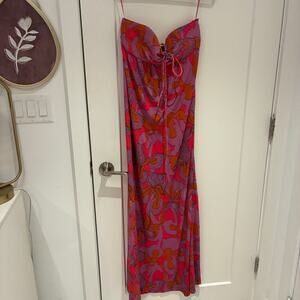 Tibi Pink Tropical Strapless Dress Small